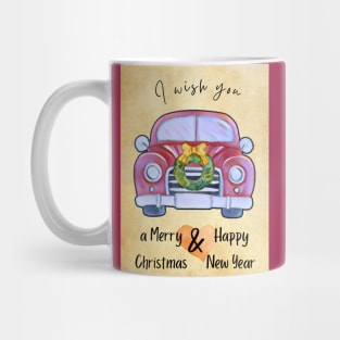 Christmas Car - wish greeting card Mug